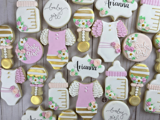 Pink & Gold Baby Shower Cookies