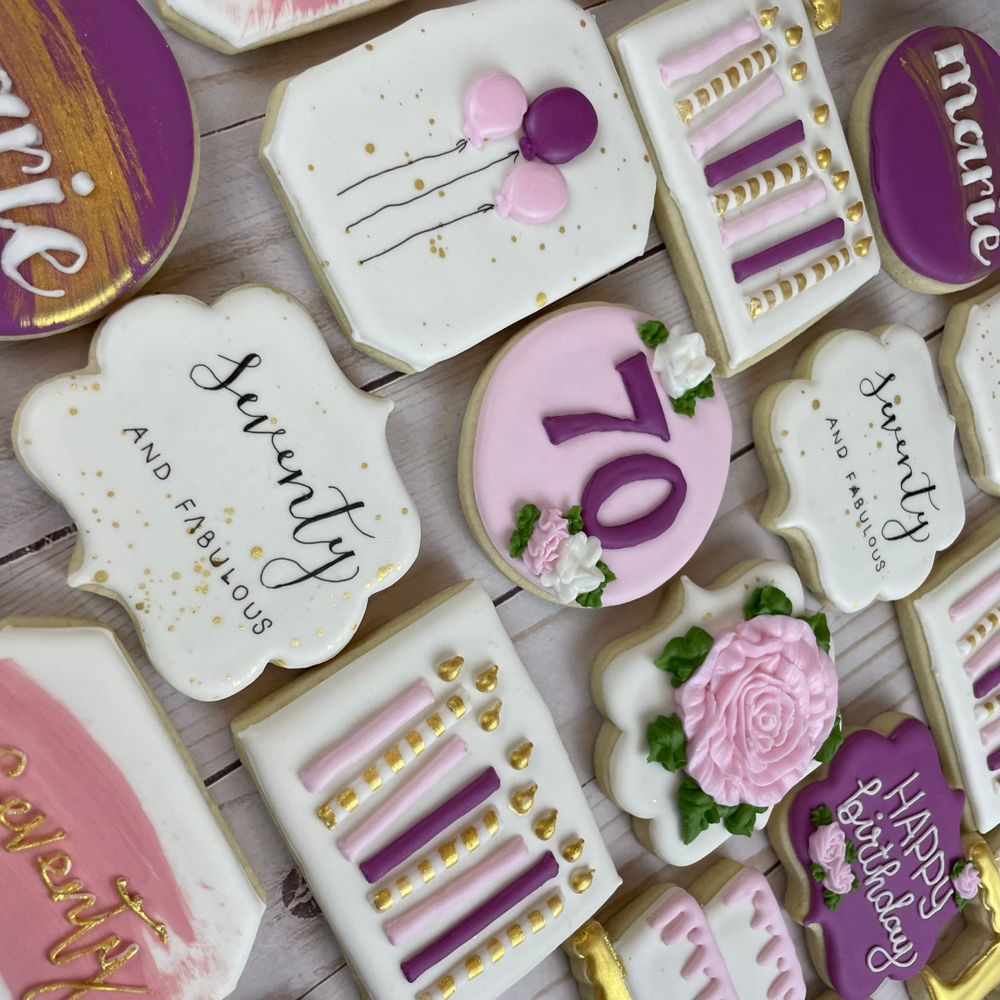 Purple Birthday Cookies - Personalized