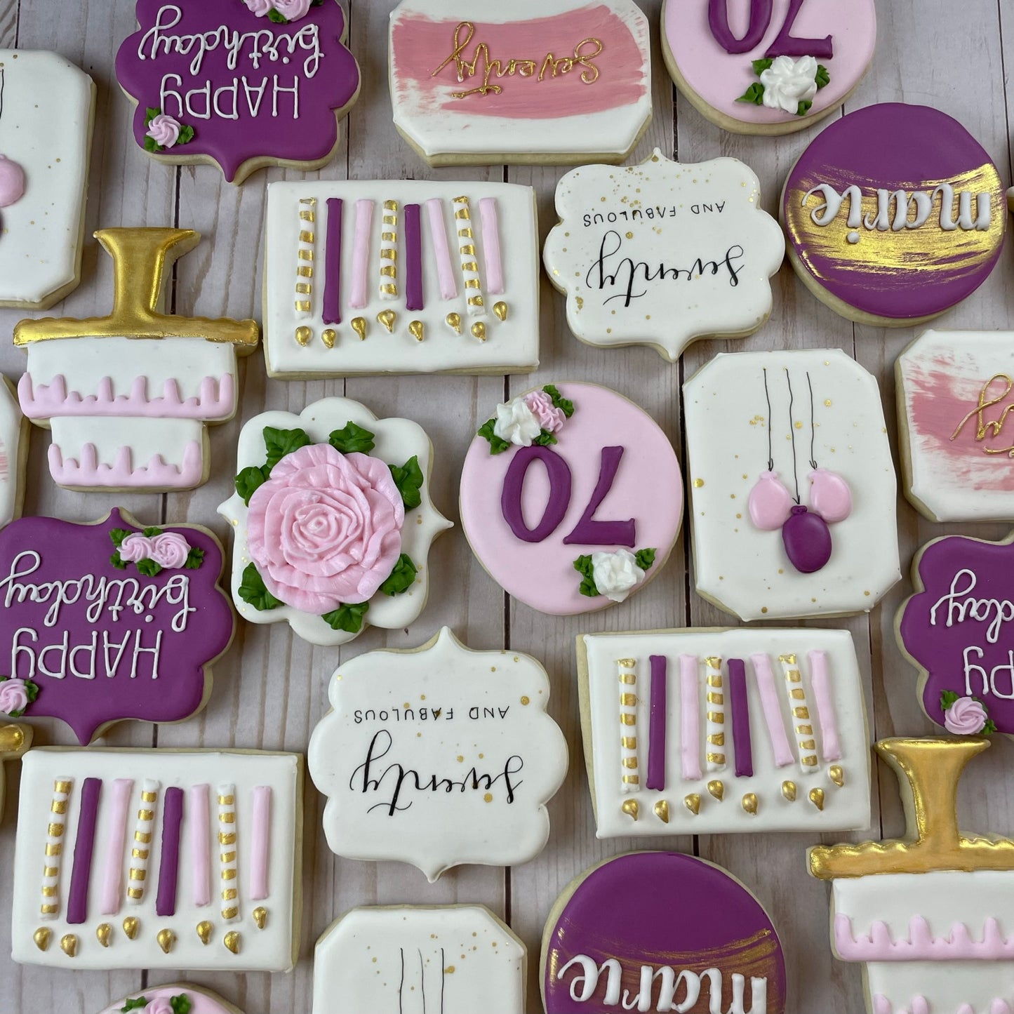 Purple Birthday Cookies - Personalized