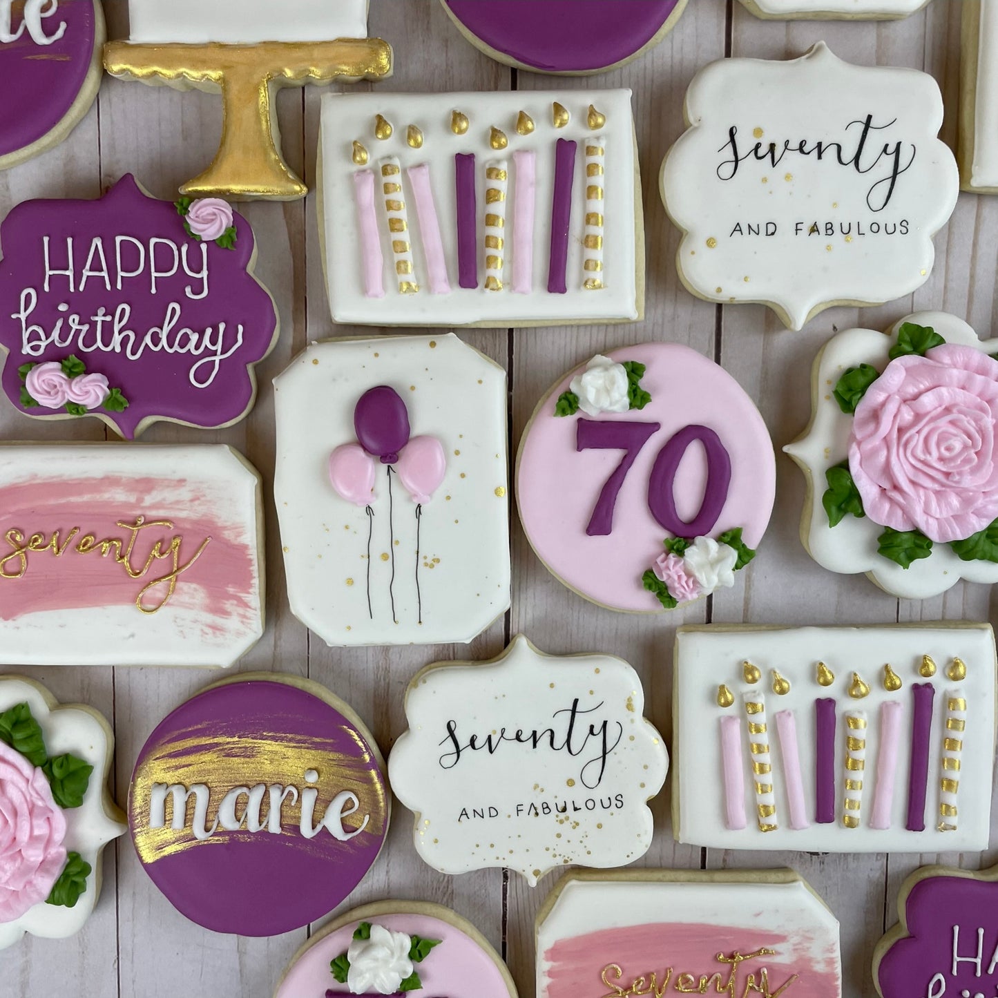 Purple Birthday Cookies - Personalized