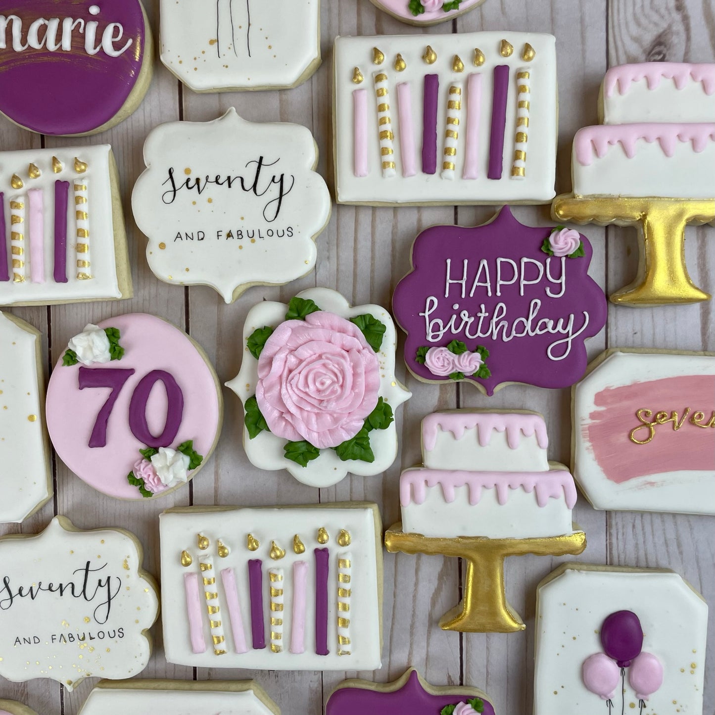 Purple Birthday Cookies - Personalized