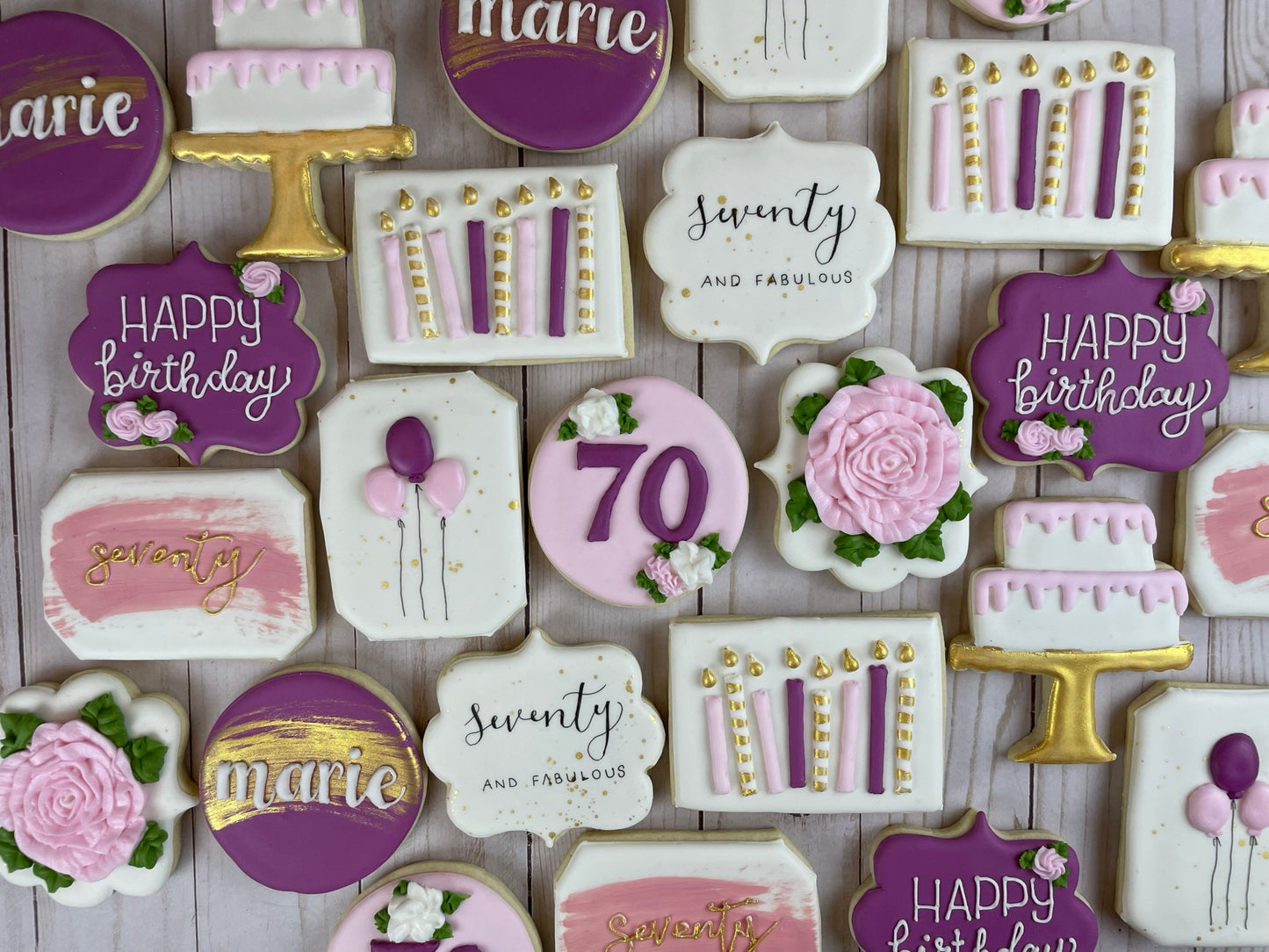 Purple Birthday Cookies - Personalized