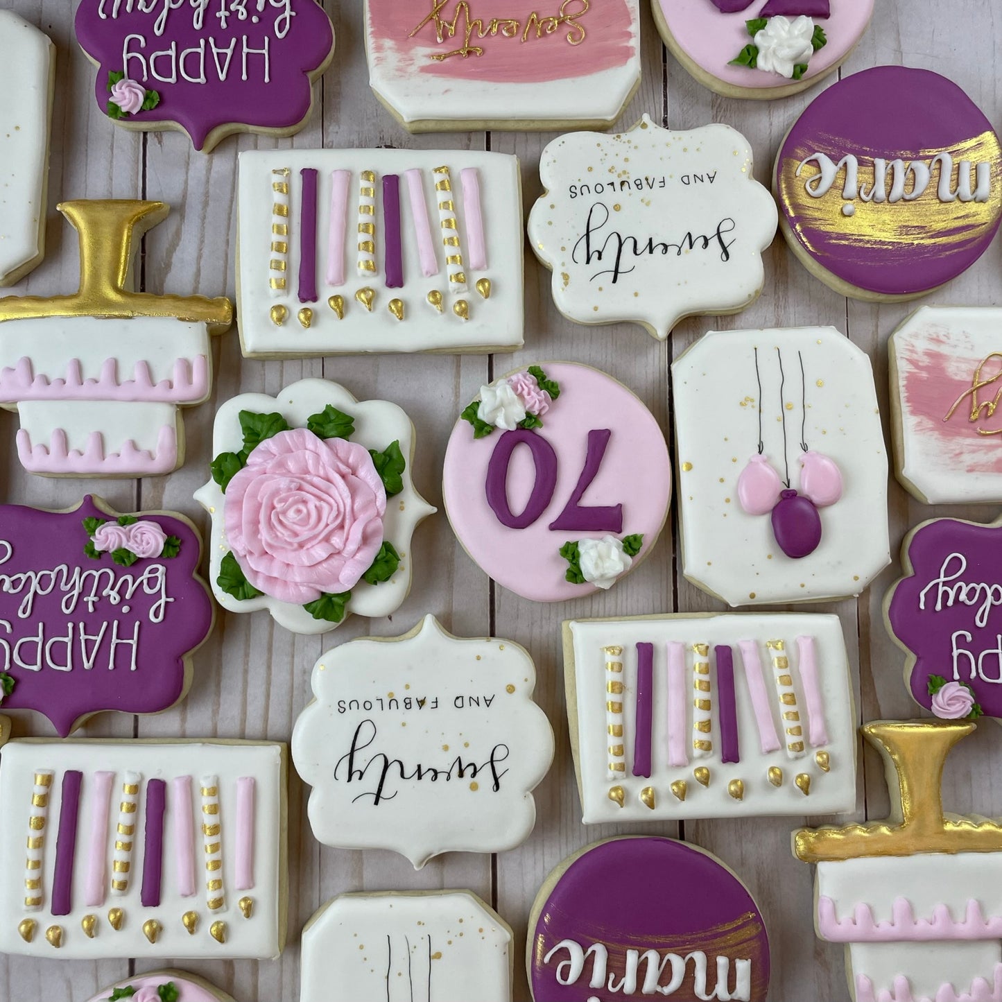 Purple Birthday Cookies - Personalized