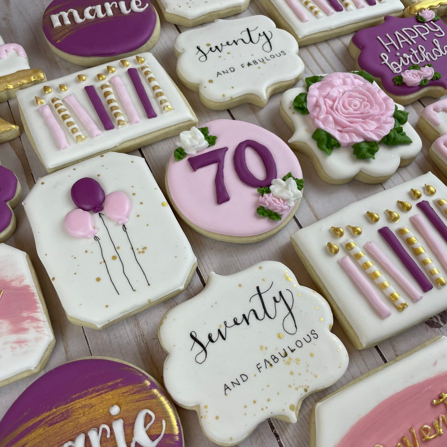 Purple Birthday Cookies - Personalized