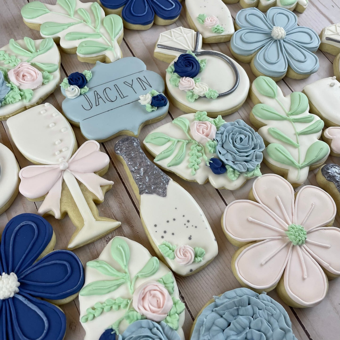 She Said Yes - Engagement Shower Cookies - Blue Set