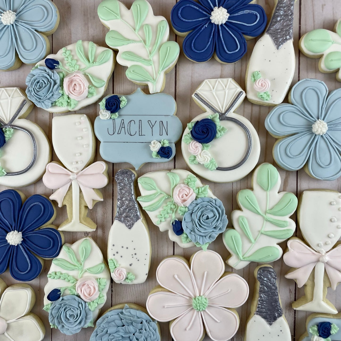 She Said Yes - Engagement Shower Cookies - Blue Set