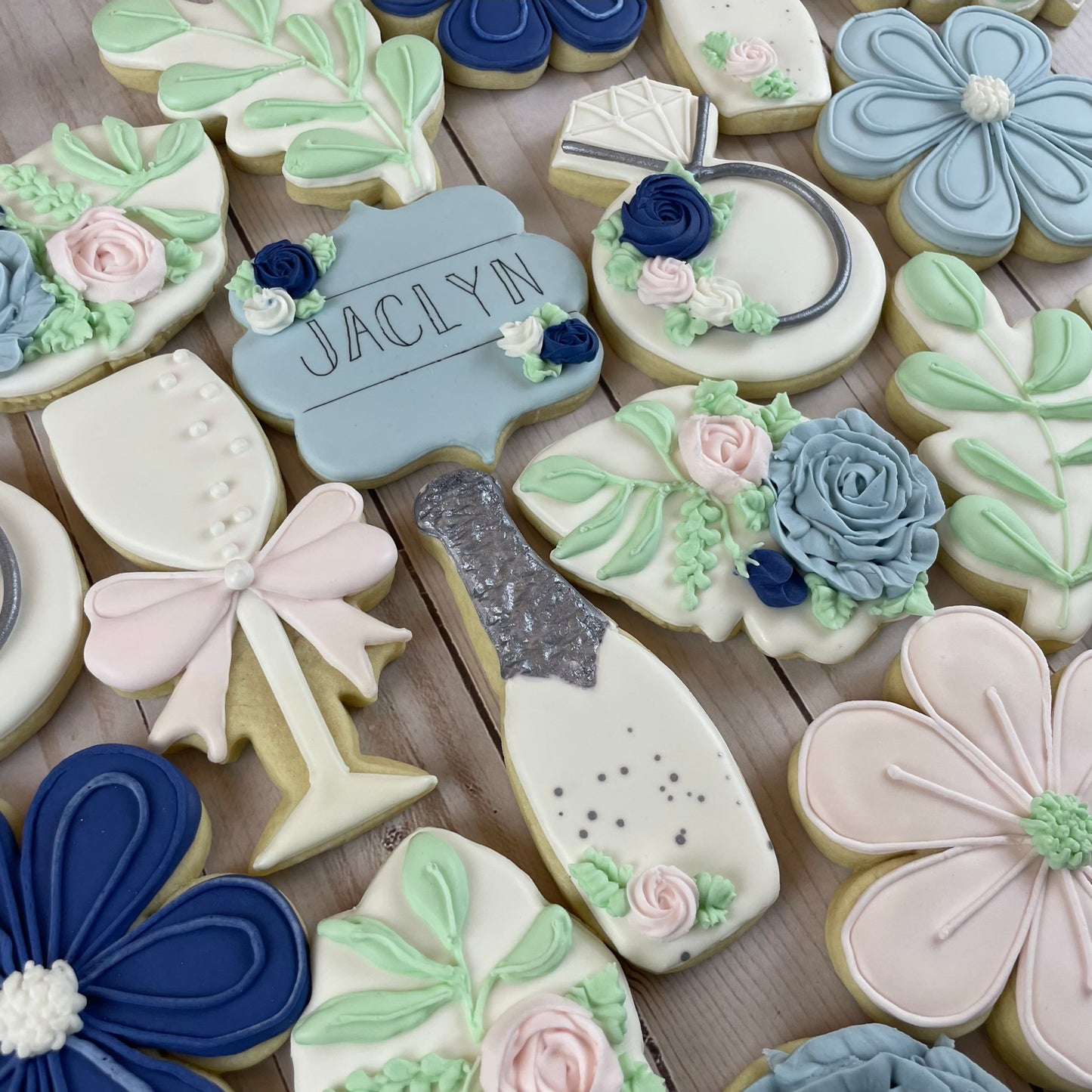 She Said Yes - Engagement Shower Cookies - Blue Set