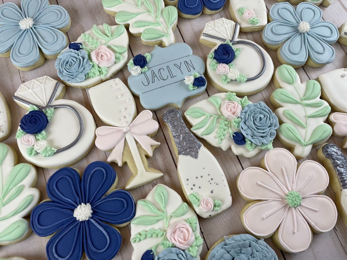 She Said Yes - Engagement Shower Cookies - Blue Set