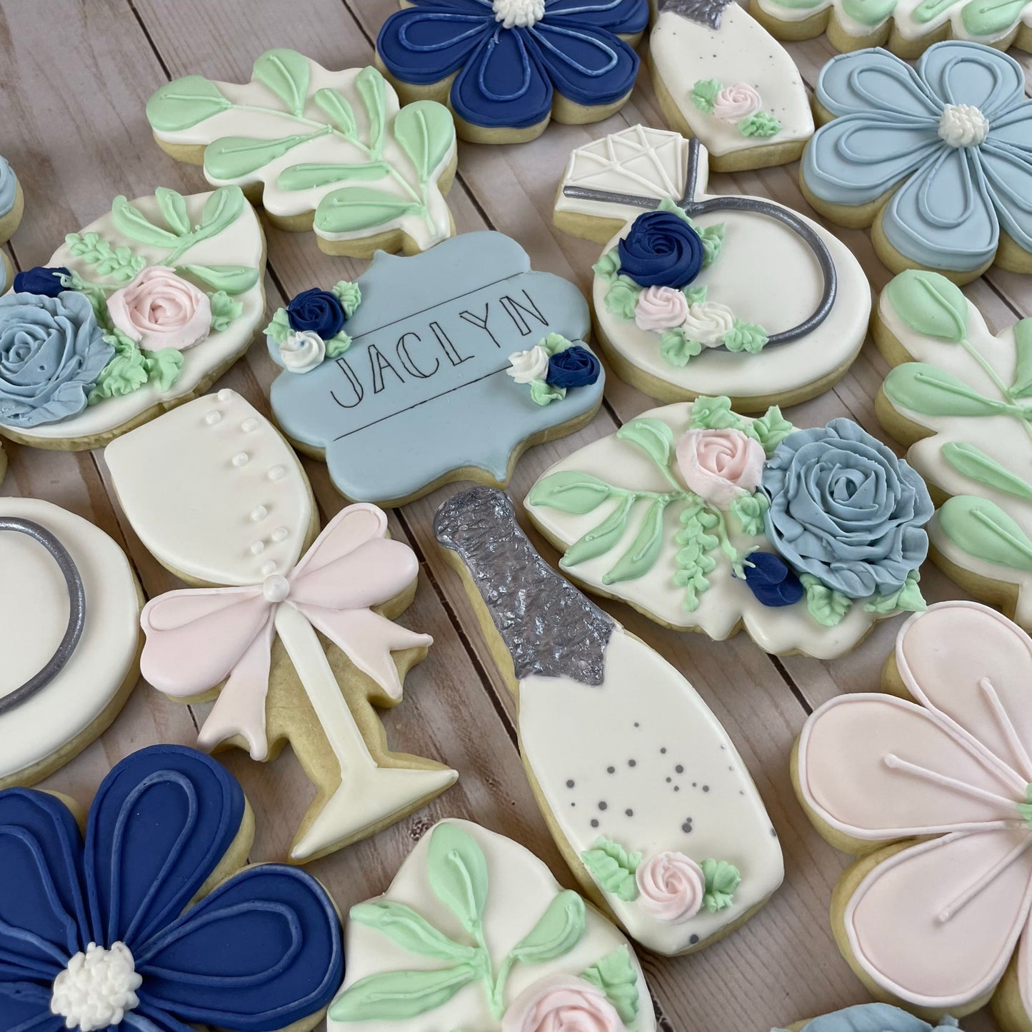 She Said Yes - Engagement Shower Cookies - Blue Set