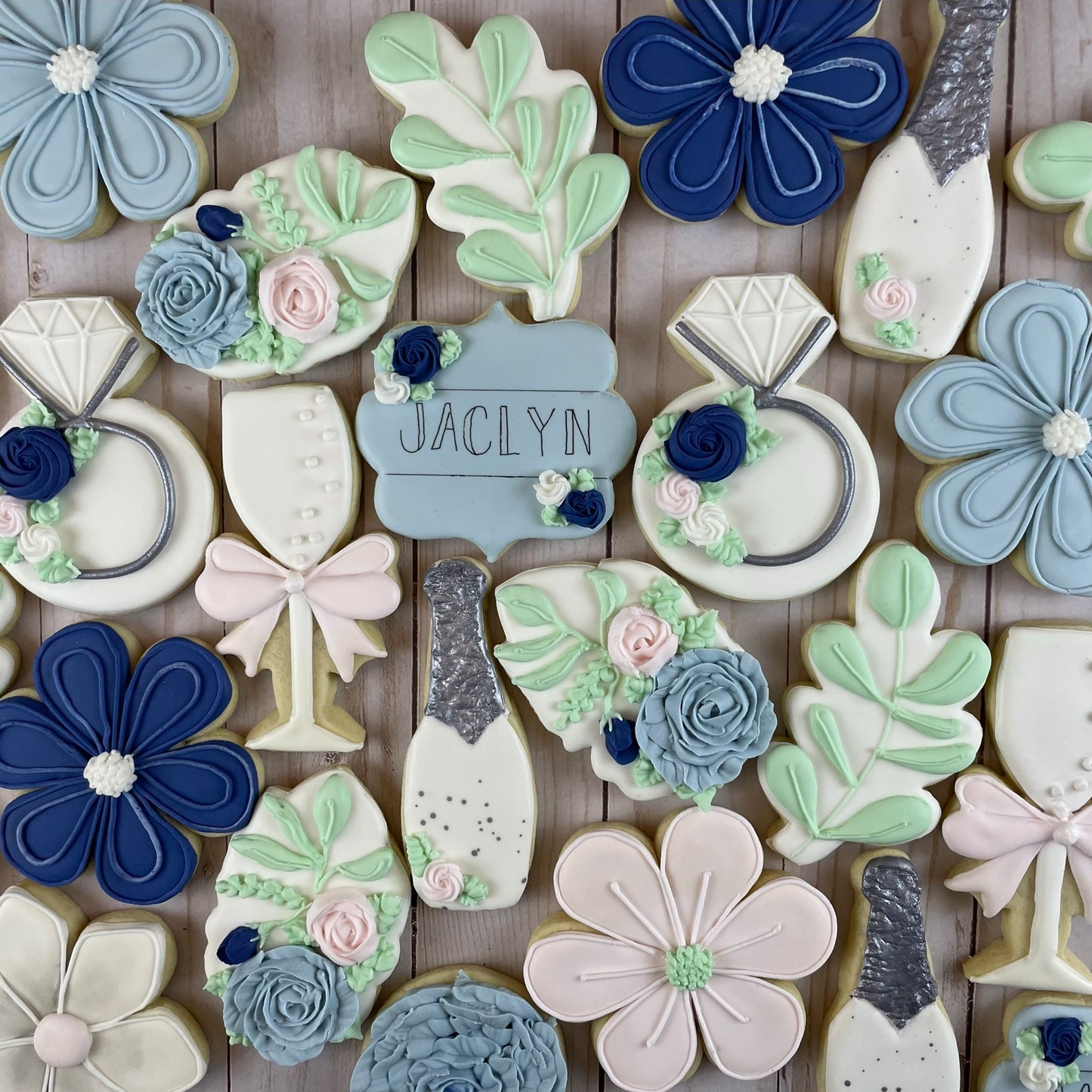 She Said Yes - Engagement Shower Cookies - Blue Set