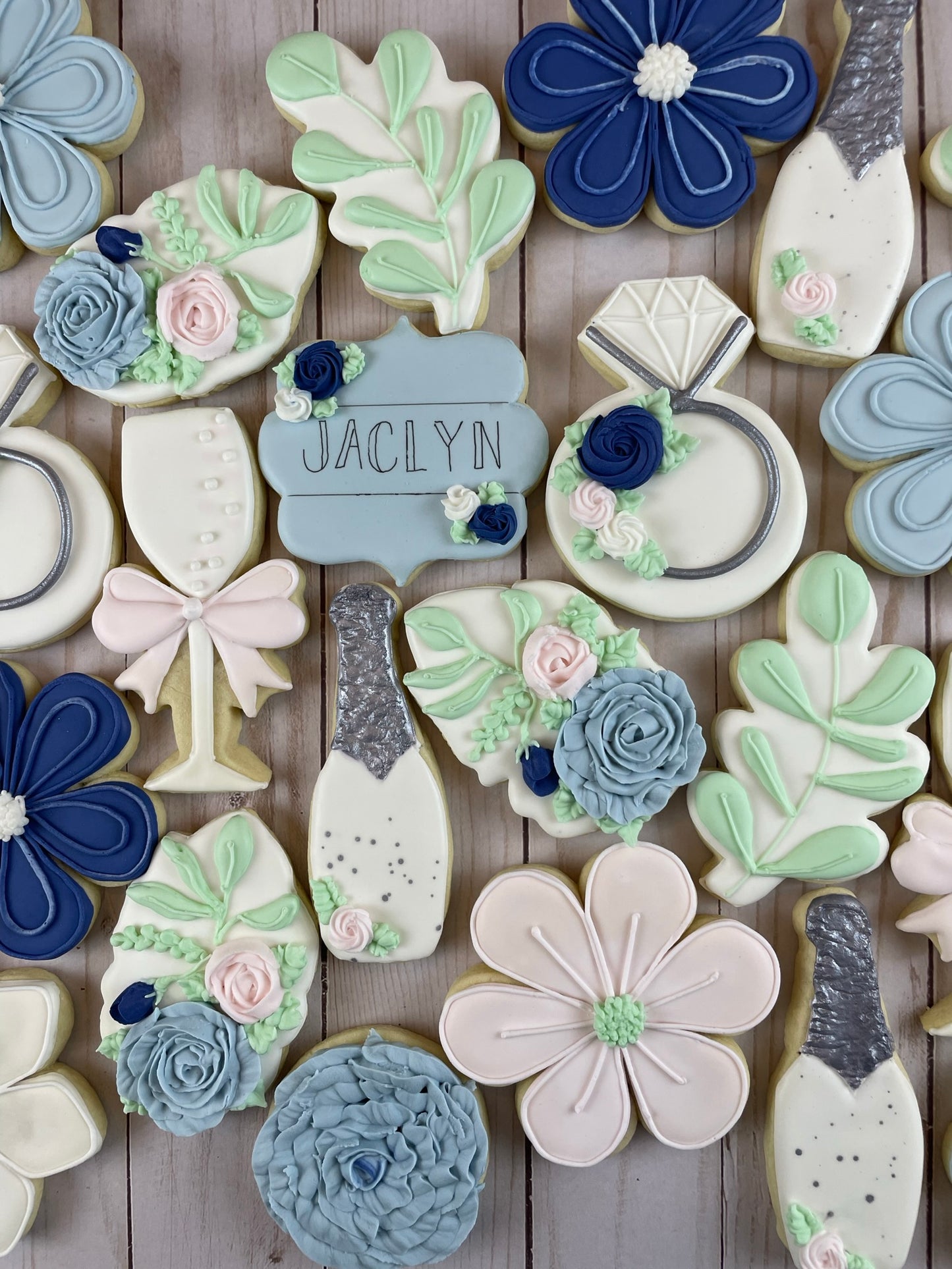 She Said Yes - Engagement Shower Cookies - Blue Set