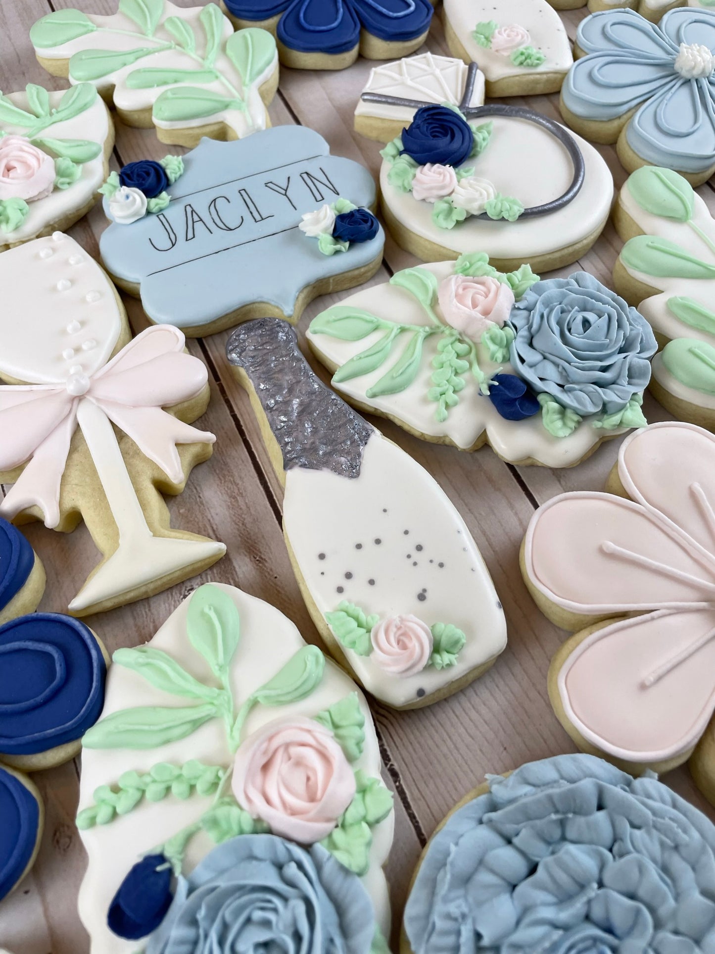 She Said Yes - Engagement Shower Cookies - Blue Set