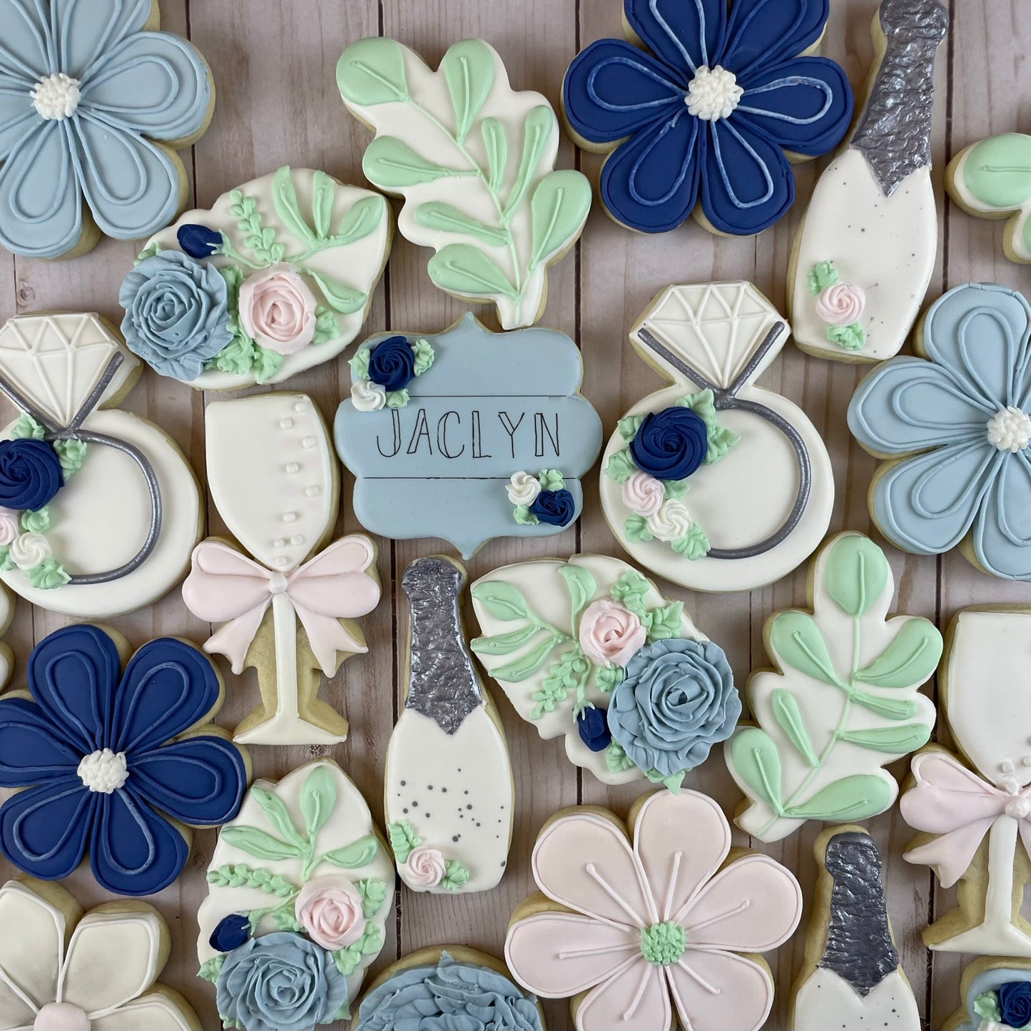 She Said Yes - Engagement Shower Cookies - Blue Set