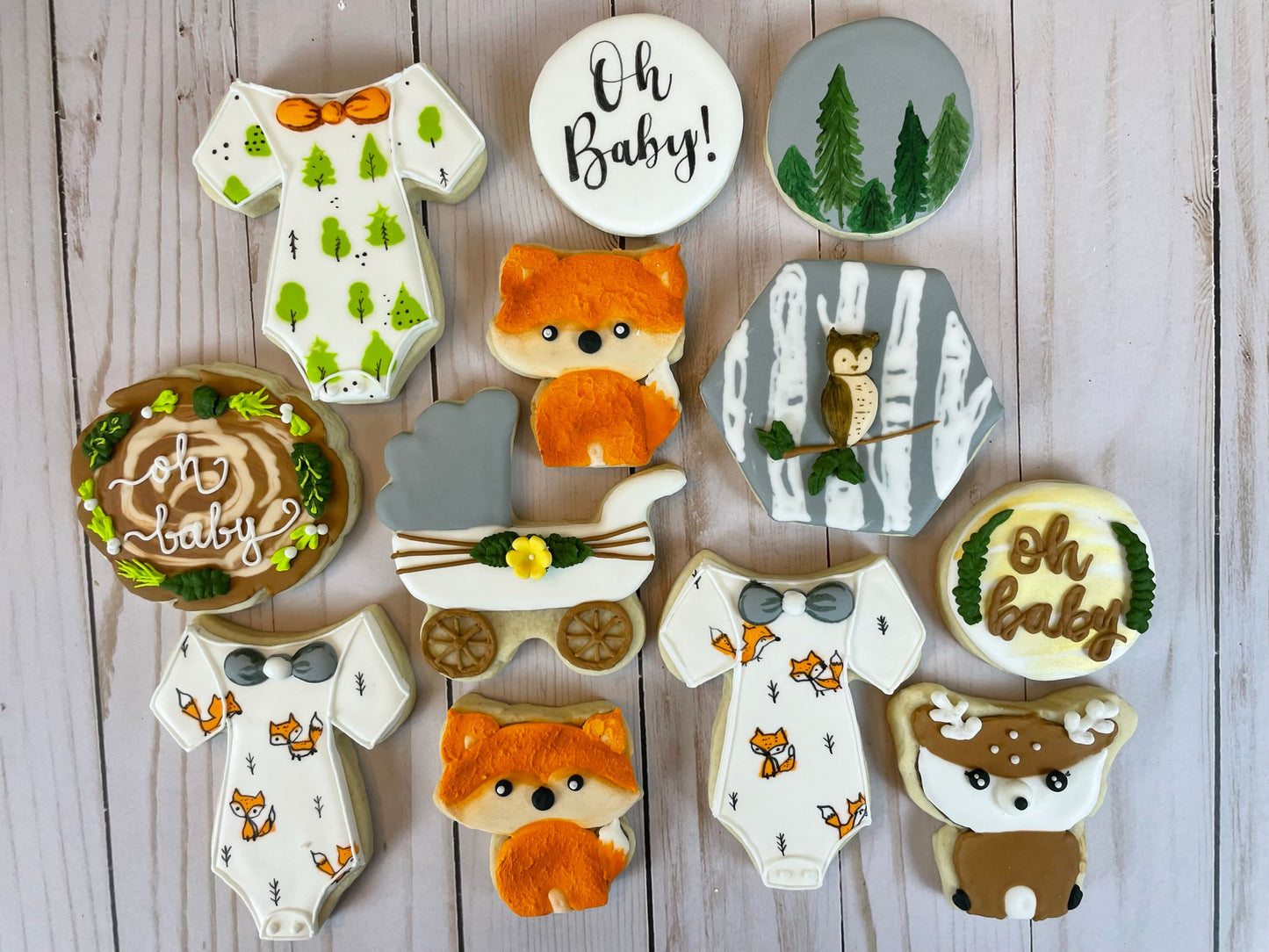 Woodland Fox Baby Shower Cookies