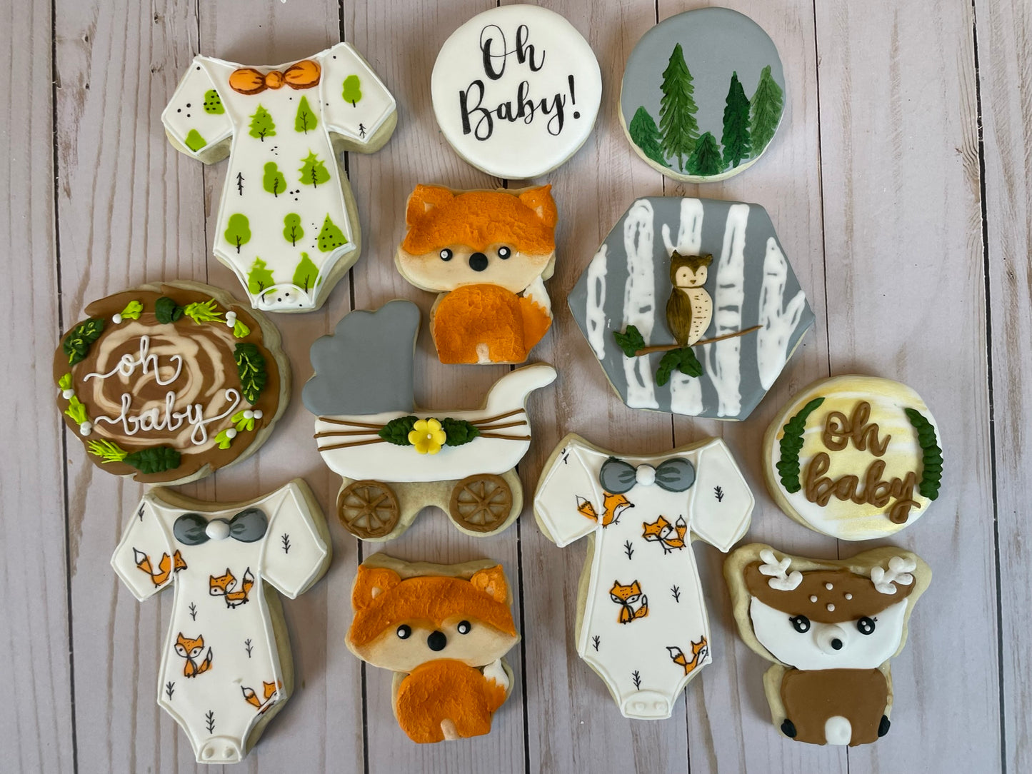 Woodland Fox Baby Shower Cookies