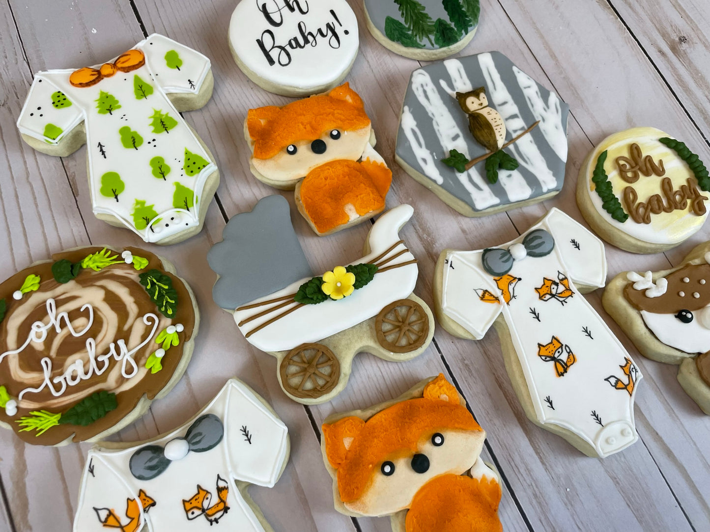 Woodland Fox Baby Shower Cookies