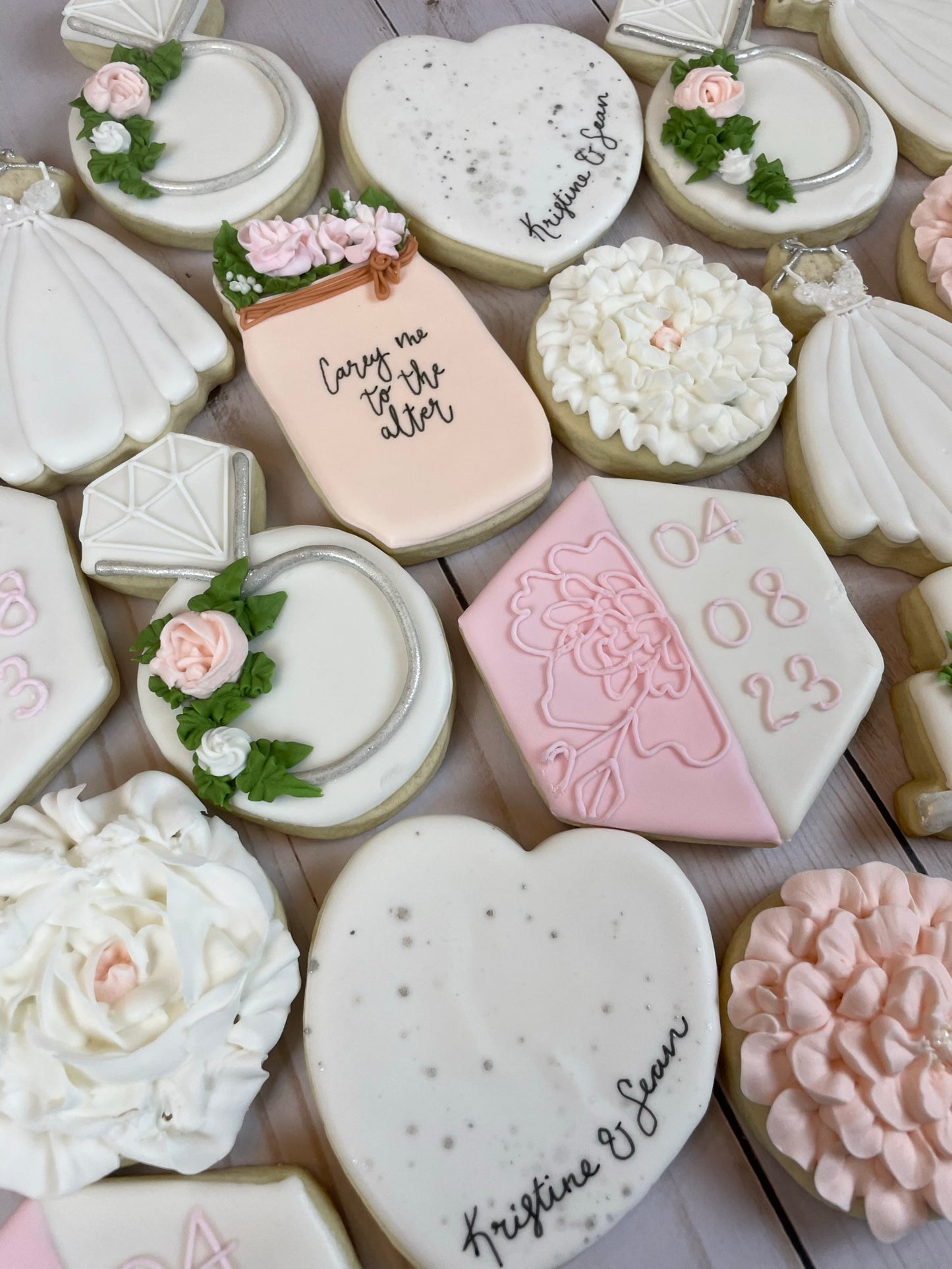 Pink & White Floral Bridal Shower Cookies