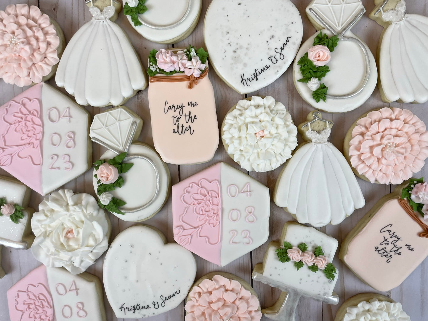 Pink & White Floral Bridal Shower Cookies