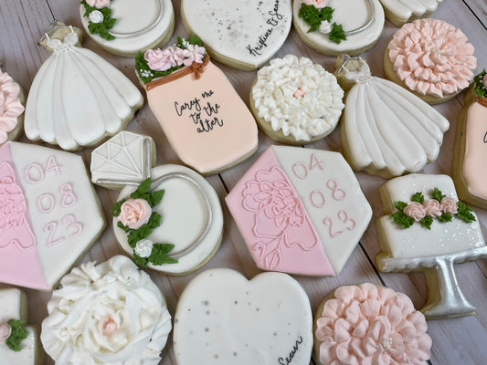 Pink & White Floral Bridal Shower Cookies