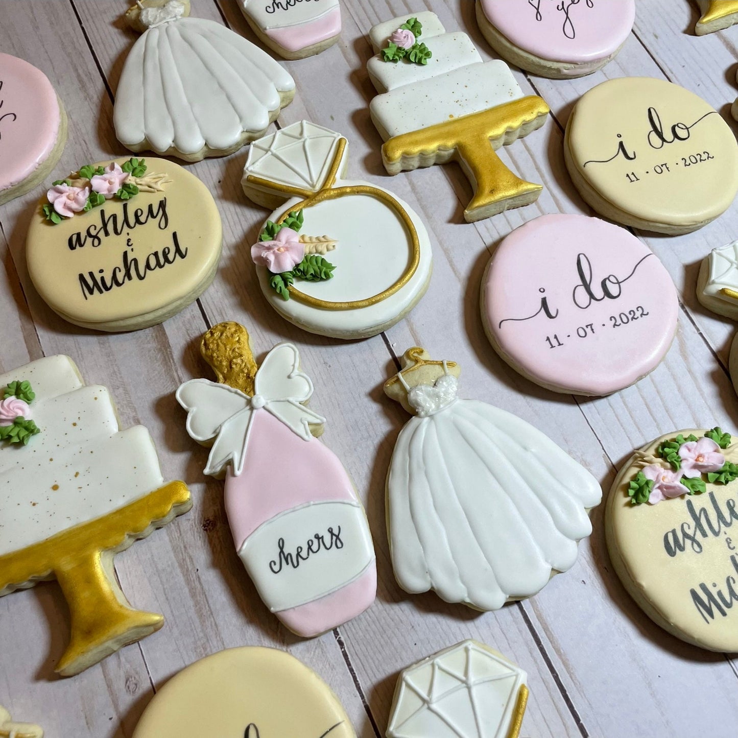 Pink & Gold Engagement Cookies