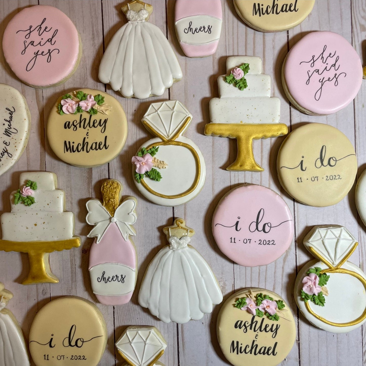 Pink & Gold Engagement Cookies