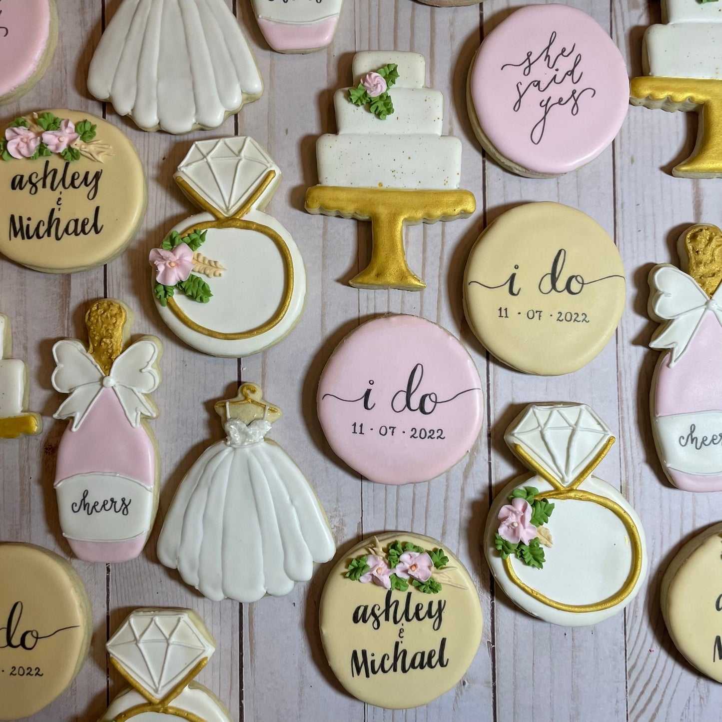 Pink & Gold Engagement Cookies