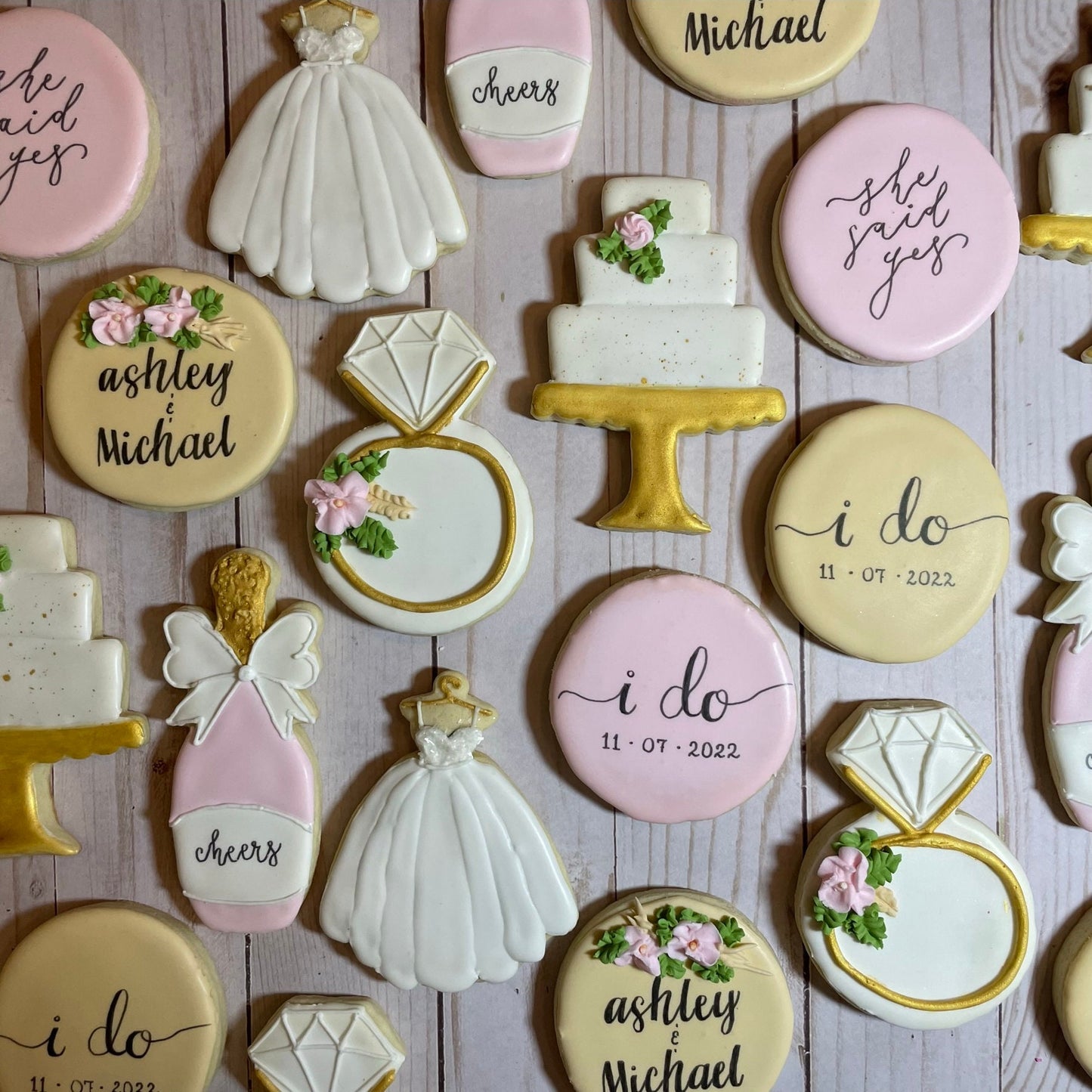 Pink & Gold Engagement Cookies