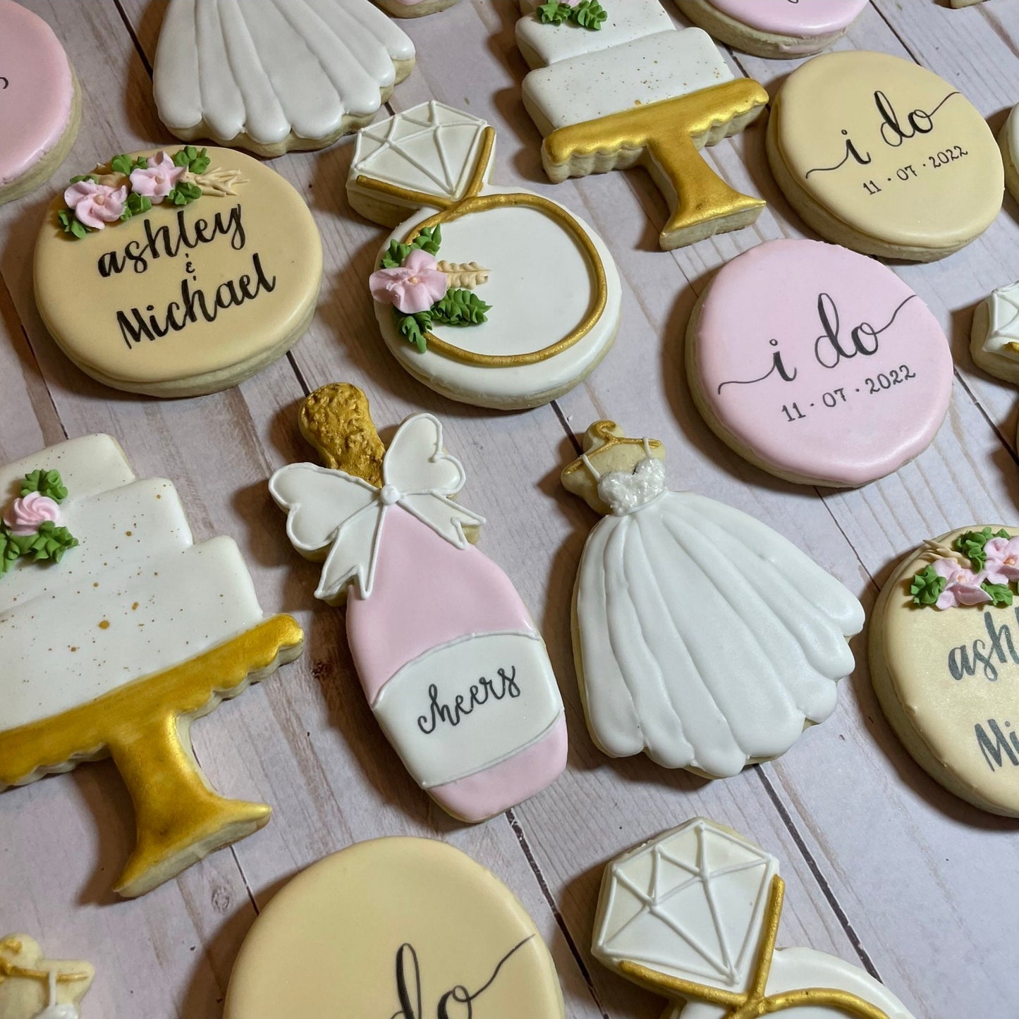 Pink & Gold Engagement Cookies