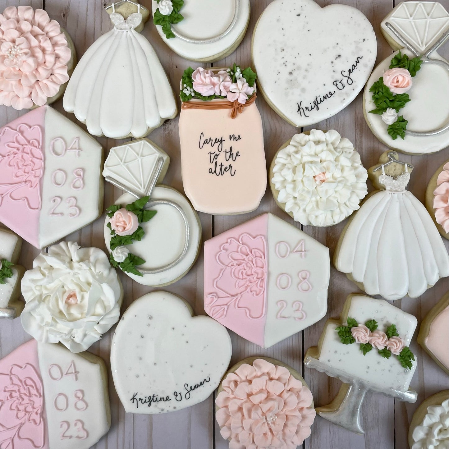 Pink & White Floral Bridal Shower Cookies